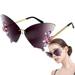 VENTDOUCE Randlose Schmetterlings-Sonnenbrille für Damen,Randlose Design-Wander-Sonnenbrille | UV-blockierende Vintage-Brille zum Wandern, Angeln, Outdoor-Sport, Autofahren von VENTDOUCE