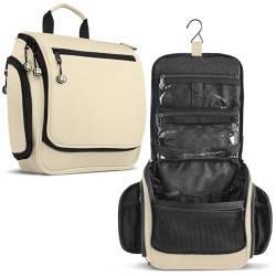 VENTURE 4TH Premium Reise-Kulturbeutel zum Aufhängen für Damen und Herren – Herren-Reisetasche, Kulturbeutel mit erweiterbaren Fächern und abnehmbarer, TSA-freundlicher, transparenter Tasche, Beige, von VENTURE 4TH