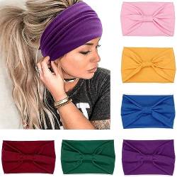 VENUSTE Breite Stirnbänder für Damenhaar, modische geknotete Stirnbänder für Erwachsene und Frauen, Haar-Accessoires, 6 Stück (helle Farbe) von VENUSTE
