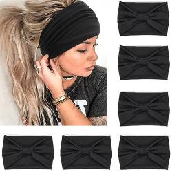 VENUSTE Breite Stirnbänder für Damenhaar, modische geknotete Stirnbänder für Erwachsene und Frauen, Haar-Accessoires, 6 Stück (schwarze Farbe) von VENUSTE
