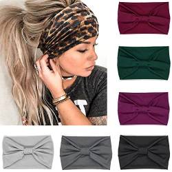 VENUSTE Unifarben Breite Stirnband Damen, Modische Knoten-Stirnbänder für Erwachsene und Frauen, Haar-Accessoires, 6 Stück von VENUSTE
