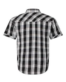 Herren Western Snap Casual Shirt Zwei Taschen Kurzarm Shirt, Blkwht, XL von VENZULIA