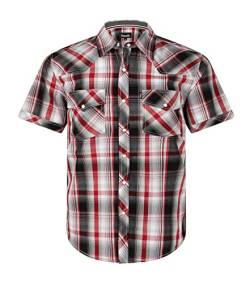 Herren Western Snap Freizeithemd Zwei Taschen Kurzarm Shirt, Redbkwht, XX-Large von VENZULIA