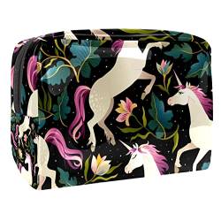 Einhorn und Blätter-Muster Schminkpinsel Beauty Bag Organizer Kosmetiktasche von VERED