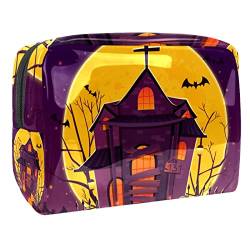 Halloween Haus Kürbisse Lichter Kosmetiktasche Portable Pouch Kulturbeutel Zubehör Organizer von VERED