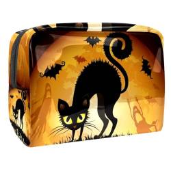 Halloween Schwarze Katze Schminkpinsel Beauty Bag Organizer Kosmetiktasche von VERED