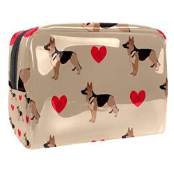 Hirtenhund Rotes Herz-Muster Schminkpinsel Beauty Bag Organizer Kosmetiktasche von VERED