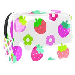 Niedliche Erdbeerblumen Muster Schminkpinsel Beauty Bag Organizer Kosmetiktasche von VERED