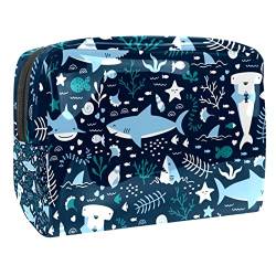 Niedliche Fisch Haie Muster Schminkpinsel Beauty Bag Organizer Kosmetiktasche von VERED