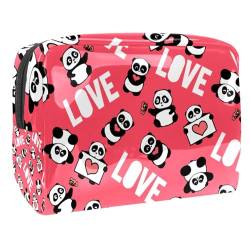 Niedliche Pandas Liebe PVC Kosmetiktasche Reise Kosmetiktasche Zubehör Organizer von VERED