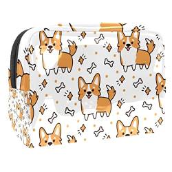 Niedlicher Corgi-Hund-Muster Schminkpinsel Beauty Bag Organizer Kosmetiktasche von VERED