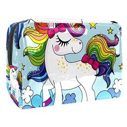 Niedliches Einhorn Regenbogenwolken Reisetaschen für Toilettenartikel Kosmetiktasche für Frauen Mädchen von VERED