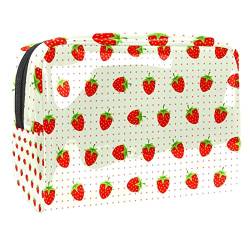 Niedliches Erdbeer-Punkte-Muster Reise-Makeup-Tasche Kosmetiktasche für Frauen und Mädchen von VERED