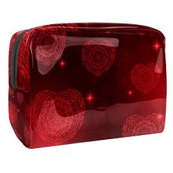 Rote Herzen glänzen Muster Kosmetiktasche Portable Pouch Kulturbeutel Zubehör Organizer von VERED