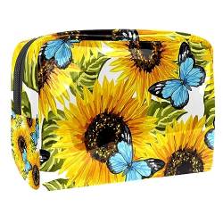 Sonnenblumen Schmetterlinge Floral Schmetterling PVC Kosmetiktasche Reise Kosmetiktasche Zubehör Organizer von VERED