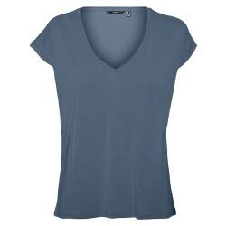 VERO MODA CURVE Damen VMFILLI SS V-Neck Tee GA Curve Top, China Blue, Small von VERO MODA CURVE