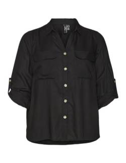 VERO MODA CURVE Damen Vmbumpy L/S Shirt New Curve Noos Bluse, Schwarz, 48 Große Größen EU von VERO MODA CURVE