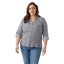 VERO MODA CURVE Damen Vmbumpy L/S Shirt New Curve Noos Bluse, Snow White/Stripes:india Ink, 50 Große Größen EU von VERO MODA CURVE