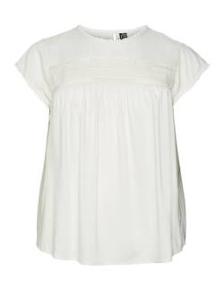 VERO MODA CURVE Damen Vmdebbie Pleat S/L Top Wvn Ga Curve Noos Bluse, Snow White, 46 Große Größen EU von VERO MODA CURVE