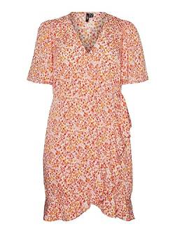 VERO MODA CURVE Damen Vmemma Henna Short Wrap Dress Cur Kleid, Birch/AOP:Caro Flower, 46 Große Größen EU von VERO MODA CURVE