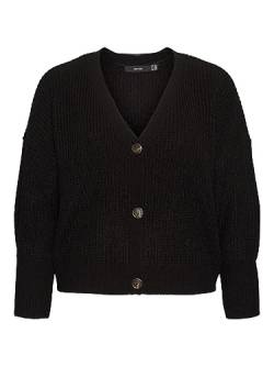 VERO MODA CURVE Damen Vmlea Ls V-neck Cuff Cardigan Noos Curve Strickjacke, Schwarz, S Große Größen EU von VERO MODA CURVE