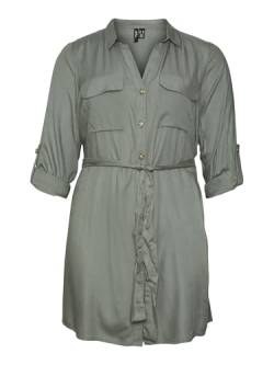 VERO MODA CURVE Damen Vmbumpy L/S Shirt Dress Wvn Curve Noos Kragen, Laurel Wreath, 44 Große Größen EU von VERO MODA