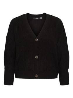 VERO MODA CURVE Damen Vmlea Ls V-neck Cuff Cardigan Noos Curve Strickjacke, Schwarz, M Große Größen EU von VERO MODA