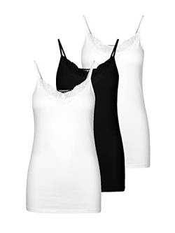 VERO MODA Damen 3er-Pack Spaghetti-Träger Top Oberteil Lingerie Shirt Spitze, Farbe:Mehrfarbig1, Größe:L von VERO MODA