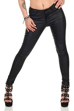 VERO MODA Damen Beschichtete Skinny Fit Jeans PU Kunstleder Hose Coated High Waist Stretch Pants Vmseven, Farben:Schwarz, Größe:S / 32L, Z-Länge:L32 von VERO MODA