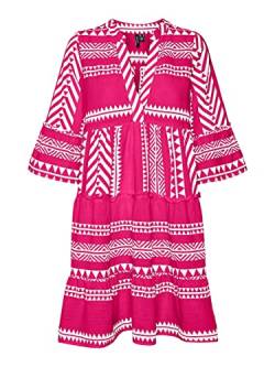 VERO MODA Damen Bluse Tunika VMDicthe mit 3/4-Ärmeln10225127 Pink Yarrow Ibiza Snow White M von VERO MODA