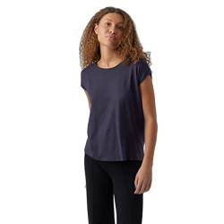 VERO MODA Damen Einfarbiges Stretch T-Shirt Basic Rundhals Top Oberteil Tief Angesetzte Schultern VMAVA, Farben:Blau-2, Größe:XL von VERO MODA