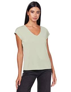 VERO MODA Damen Einfarbiges Stretch T-Shirt Basic V-Neck Top Oberteil Tief Angesetzte Schultern VMFILLI von VERO MODA