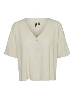 VERO MODA Damen Hemd Bluse V-Ausschnitt Kurzarm Shirt Business Oberteil mit Knopfleiste VMJESMILO von VERO MODA