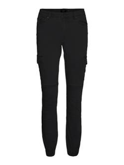 VERO MODA Damen Jeans Hose Stretch Denim Jogger Pants Cargo Stoffhose VMIVY, Farben:Schwarz, Größe:M / 32L, Beinlänge:L32 von VERO MODA