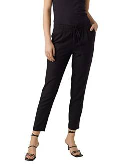 VERO MODA Damen Legere Leinen Stoffhose Casual Schlupfhose Lockere Ankle Pants, Farben:Schwarz, Größe:XS von VERO MODA