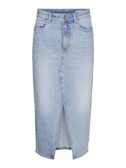 VERO MODA Damen Midi Jeans Rock VMVeri Damenrock mit Schlitz 10295731 Light Blue Denim L von VERO MODA