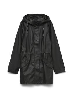 VERO MODA Damen Regenjacke VMMalou wasserabweisender Parka mit Kapuze 10266982 black L von VERO MODA