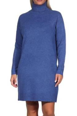 VERO MODA Damen Rollkragen-Strickkleid VMBrilliant Minikleid 10199744 Beaucoup Blue Melange XL von VERO MODA