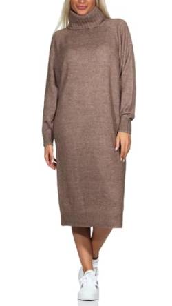 VERO MODA Damen Rollkragen-Strickkleid VMDaniela Midikleid 10291734 Brown Lentil Melange M von VERO MODA