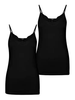 VERO MODA Damen Top VMINGE LACE 2er Pack XS S M L XL XXL Schwarz Weiss, Größe:XXL, Farbe:Black Black 10231874 von VERO MODA