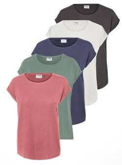 VERO MODA Damen VMAVA Plain SS TOP GA 5PACK T-Shirt Kurzarm, Laurel Wreath/Vintage Indigo/Snow White/Old Rose/Asphalt XXL von VERO MODA