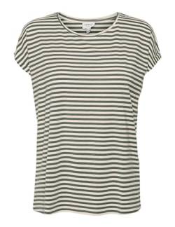 VERO MODA Damen VMAVA Plain SS TOP Stripe GA JRS NOOS T-Shirt, Laurel Wreath/Stripes:Pristine, M von VERO MODA