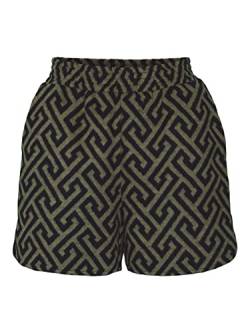 VERO MODA Damen VMBRENDASOFIA HW Wool Woll-Shorts, Ivy Green/Pattern:Black, L von VERO MODA