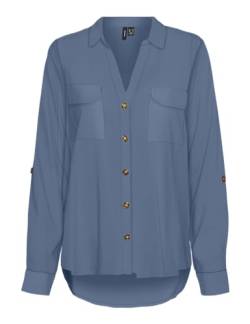 VERO MODA Damen VMBUMPY L/S Shirt New WVN GA NOOS Hemd, Coronet Blue, Small von VERO MODA