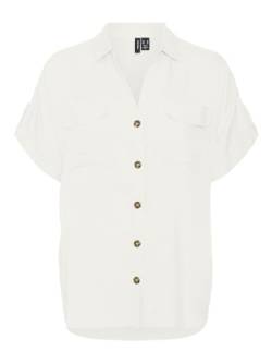 VERO MODA Damen VMBUMPY S/S Shirt WVN GA NOOS Kurzarmbluse, Weiß, M von VERO MODA