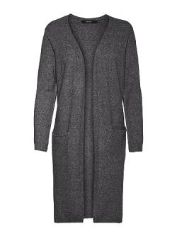 VERO MODA Damen VMDOFFY LS Long Open Cardigan GA NO, Dark Grey Melange/Melange, L von VERO MODA