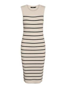 VERO MODA Damen VMGIZELLE SL O-Neck BLK Dress GA NOOS Kleid, Birch/Stripes:W Black, X-Large von VERO MODA