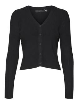 VERO MODA Damen VMGLORY Rib LS V-Neck Cardigan GA NOOS Strickjacke, Black, Small von VERO MODA