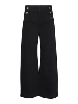 VERO MODA Damen VMKAYLA HR Wide Button Jeans VI185 Jeanshose, Black Denim, Medium von VERO MODA