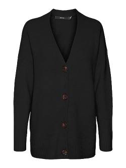 VERO MODA Damen VMLEFILE LS Oversize Boxy Cardigan NOOS Strickjacke, Black, M von VERO MODA